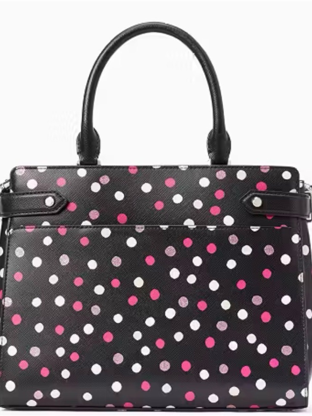 💯% Auethentic Kate Spade Black Polka Dot Satchel with Pink & White Dots - Picture 5 of 12